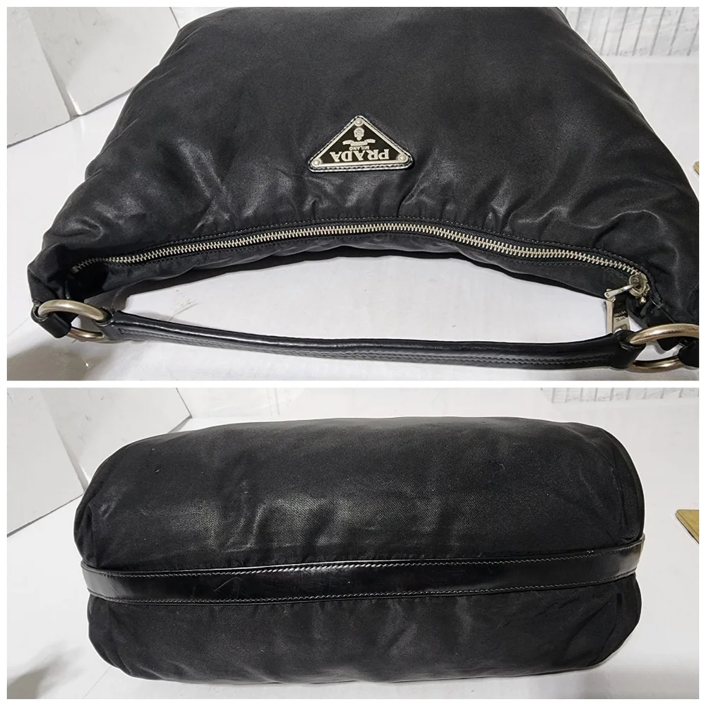 PRADA Tessuto Nylon Saffiano Sacca Shoulder Bag Black
